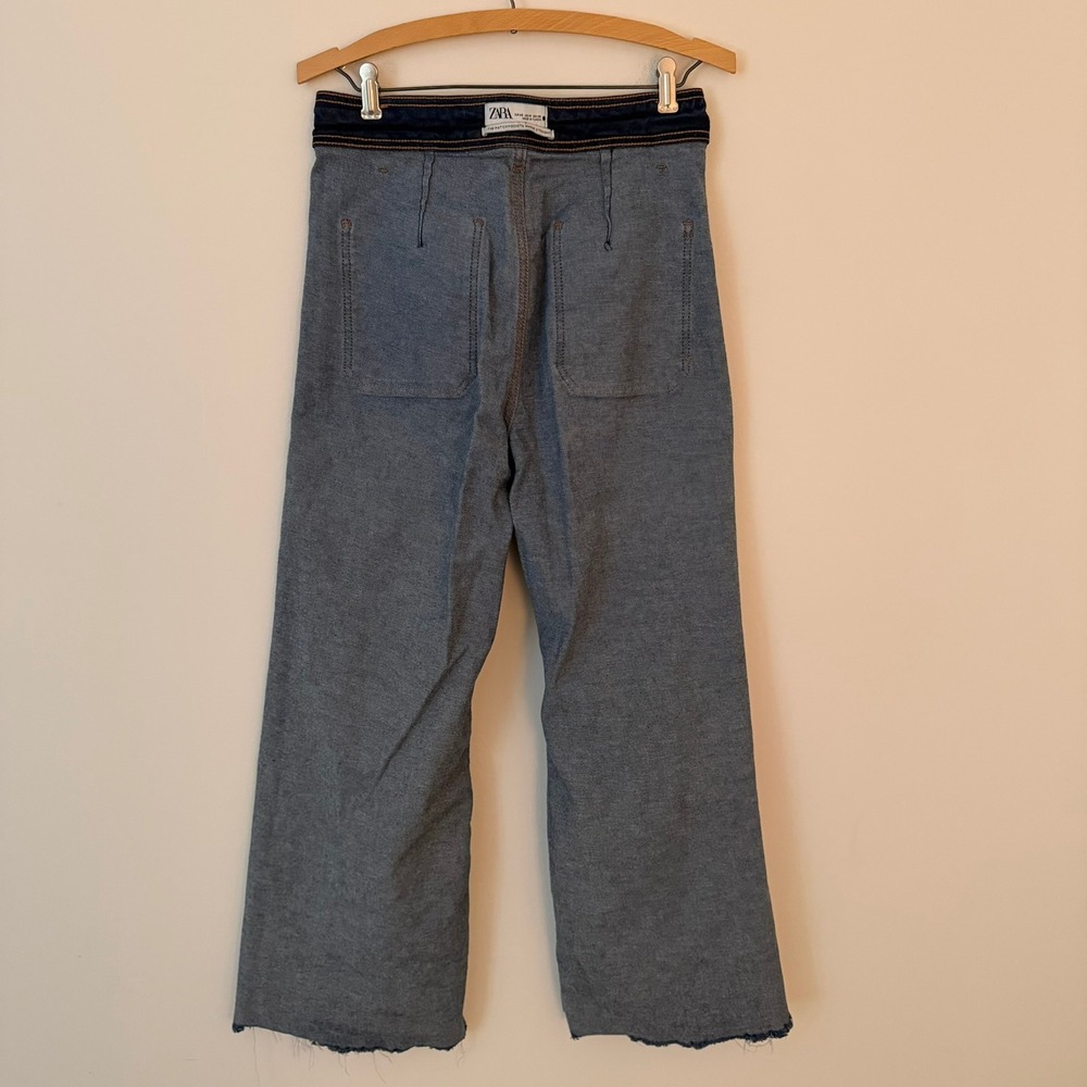 Zara The Patch Pockets Marine Straight Jeans Dark Wash Size US 8 - Picture 4 of 11